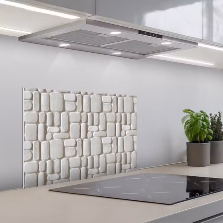 Reliëf - Structuur - Wit keuken achterwand spatscherm klein 900 -3d_schuin