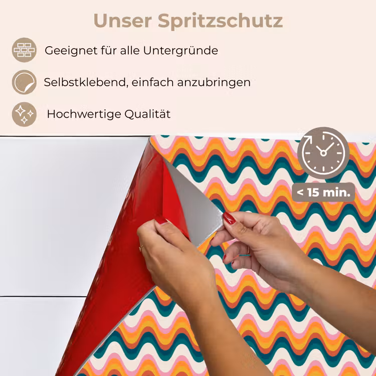 Retro - Disco - Golven - Kleur keuken achterwand spatscherm klein 900 -spatscherm_DE