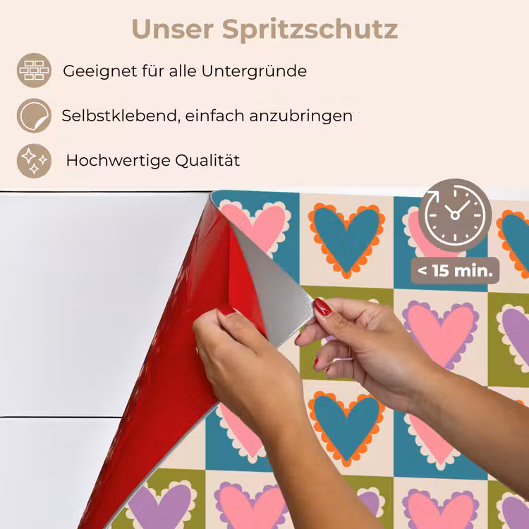 Retro - Kleuren - Patroon - Hartjes keuken achterwand spatscherm klein 900 -spatscherm_DE