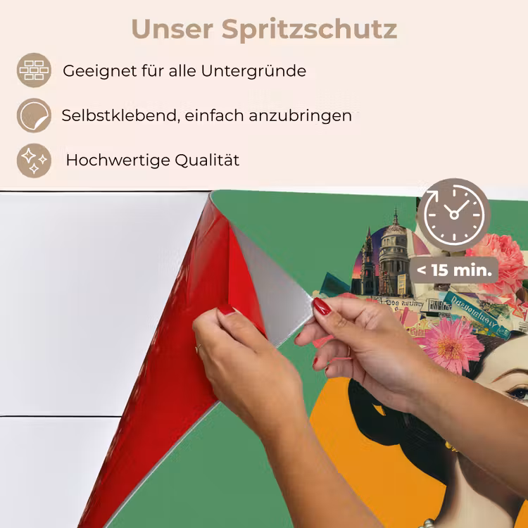 Retro - Vrouw - Stad - Zon keuken achterwand spatscherm klein -spatscherm_DE