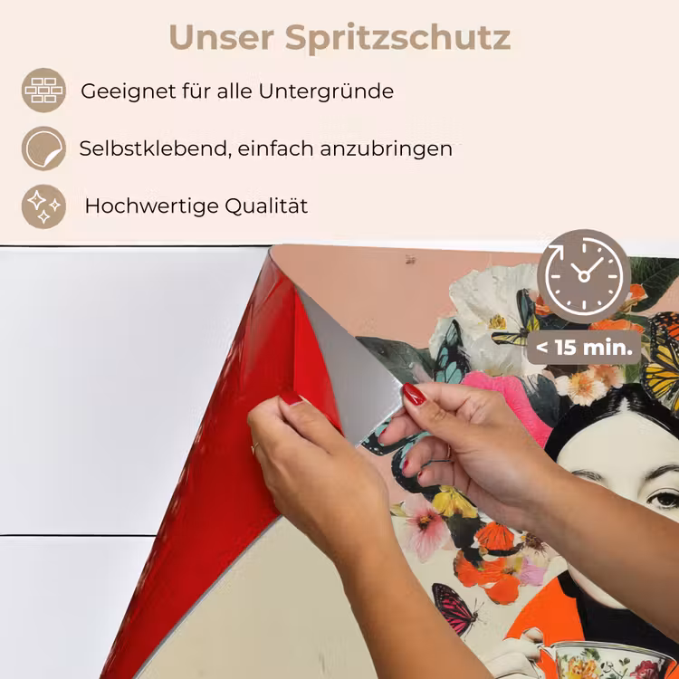 Retro - Vrouw - Kopje - Vlinders keuken achterwand spatscherm klein -spatscherm_DE