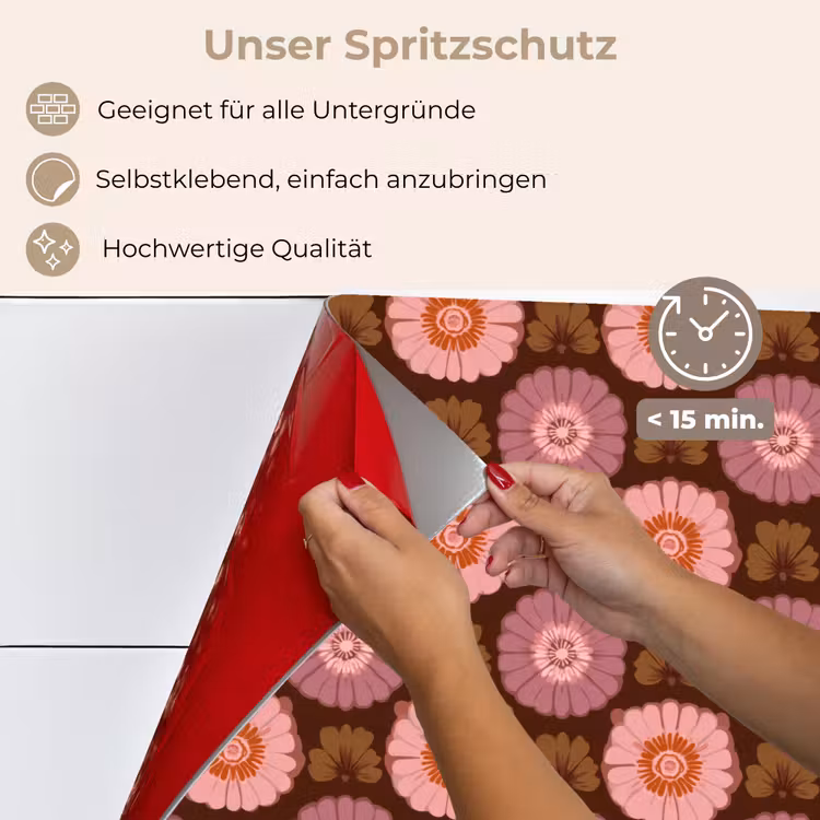 Retro - Madelief - Roze keuken achterwand spatscherm klein 900 -spatscherm_DE