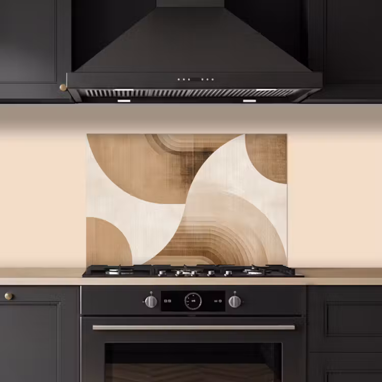 Retro - Geometrische lagen - Aardetinten keuken achterwand spatscherm klein -sfeer1
