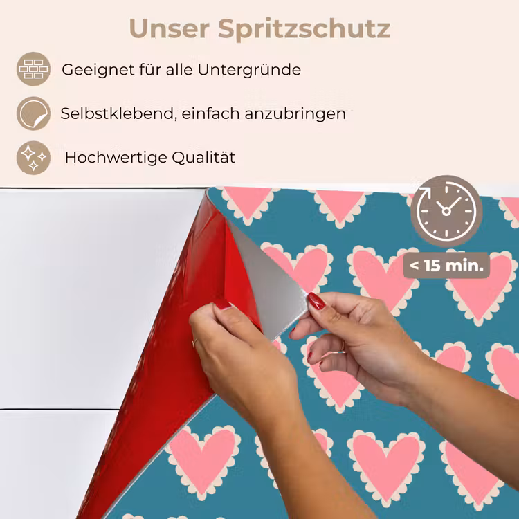 Retro - Hartjes - Patroon keuken achterwand spatscherm klein 900 -spatscherm_DE