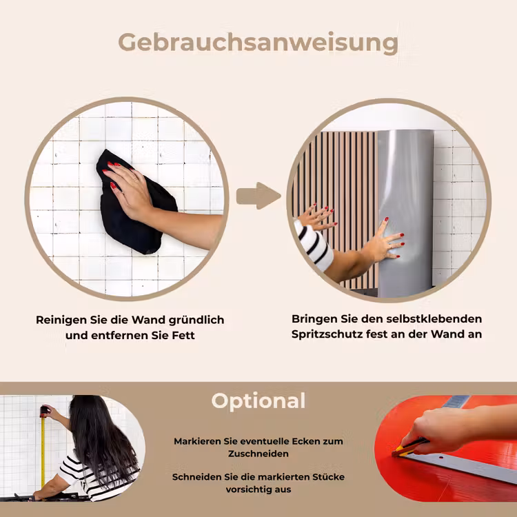 Retro - Hout - Plank - Naturel keuken achterwand spatscherm klein -gebruiksaanwijzing_DE