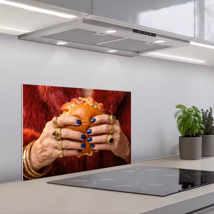 Broodje - Bontjas - Goud keuken achterwand spatscherm klein -3d_schuin