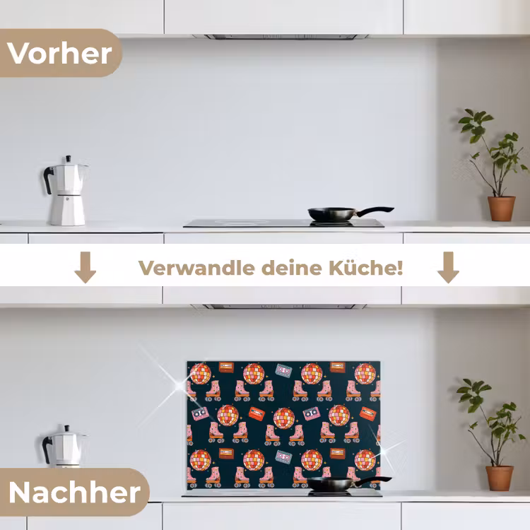 Rolschaatsen - Patroon - Disco keuken achterwand spatscherm klein 900 -voor_na_DE
