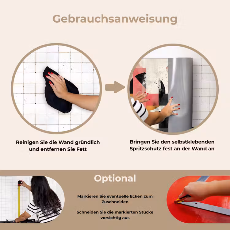 Roze - Abstract - Aesthetic - Modern - Vormen keuken achterwand spatscherm klein -gebruiksaanwijzing_DE