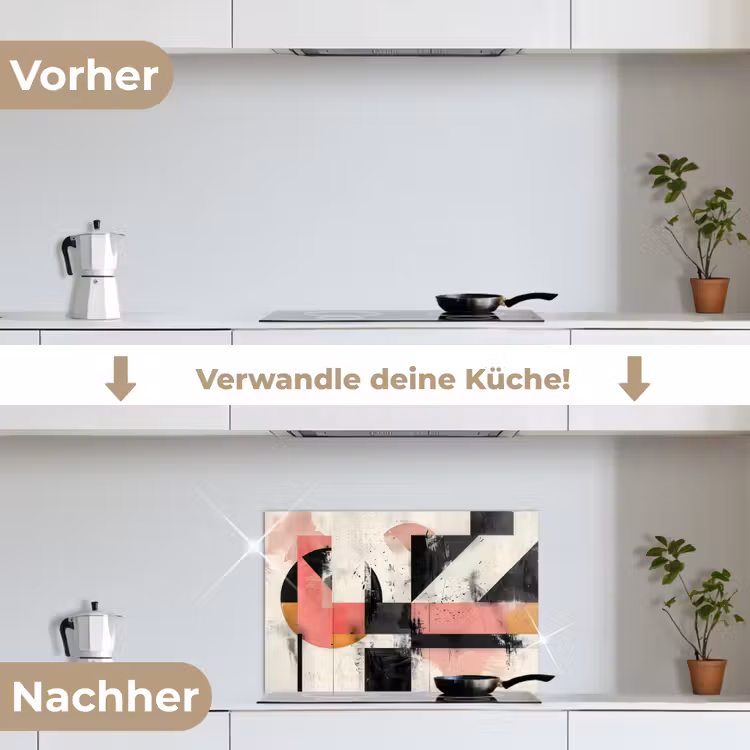 Roze - Abstract - Aesthetic - Modern - Vormen keuken achterwand spatscherm klein -voor_na_DE