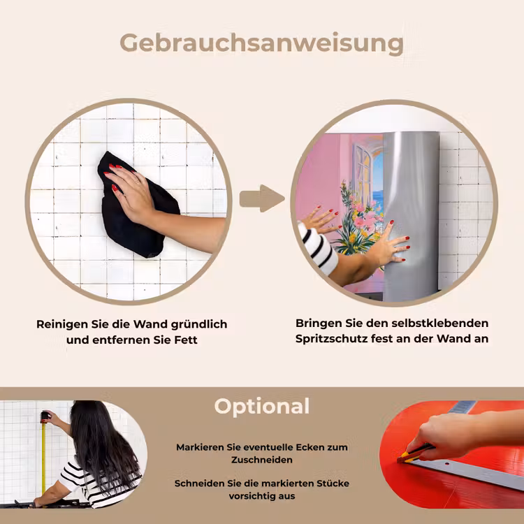 Roze - Buiten - Verf keuken achterwand spatscherm klein -gebruiksaanwijzing_DE