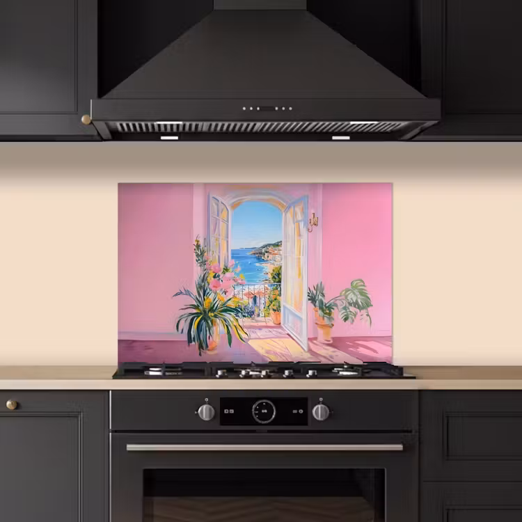 Roze - Buiten - Verf keuken achterwand spatscherm klein -sfeer1