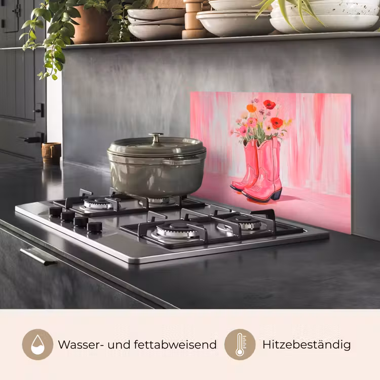 Roze - Bloemen - Cowboy keuken achterwand spatscherm klein -usp_DE
