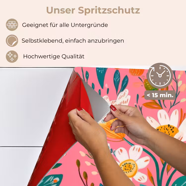 Roze - Bloemen - Wit - Oranje keuken achterwand spatscherm klein -spatscherm_DE