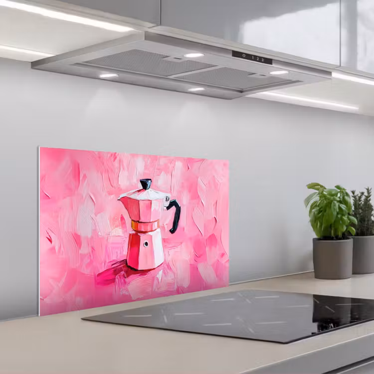 Roze - Verf - Coffee keuken achterwand spatscherm klein -3d_schuin