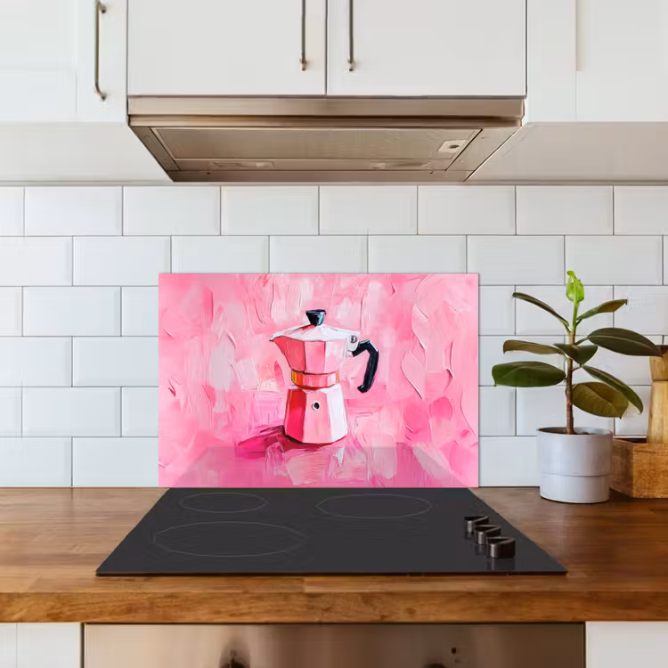 Roze - Verf - Coffee keuken achterwand spatscherm klein -sfeer2