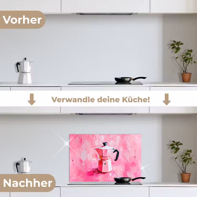 Roze - Verf - Coffee keuken achterwand spatscherm klein -voor_na_DE