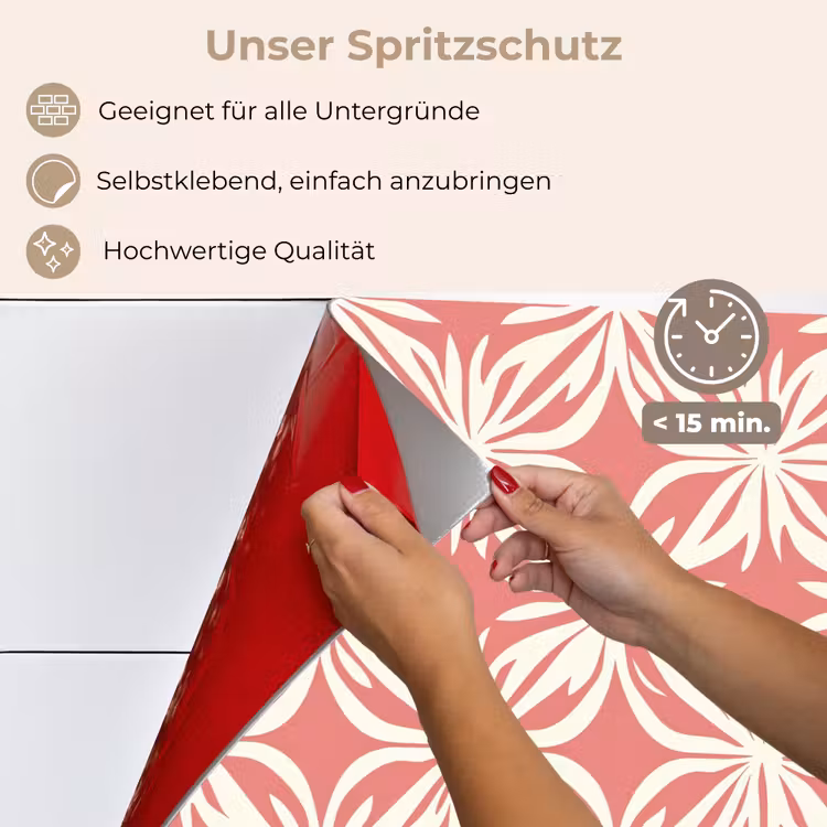 Roze - Bloemenmotief - Wit - Modern keuken achterwand spatscherm klein 900 -spatscherm_DE