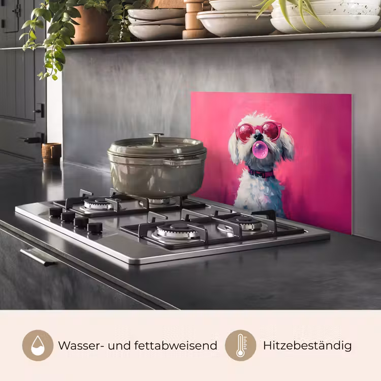 Pink - Hond - Bubbel keuken achterwand spatscherm klein -usp_DE