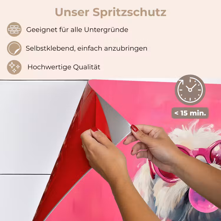 Pink - Hond - Bubbel keuken achterwand spatscherm klein -spatscherm_DE