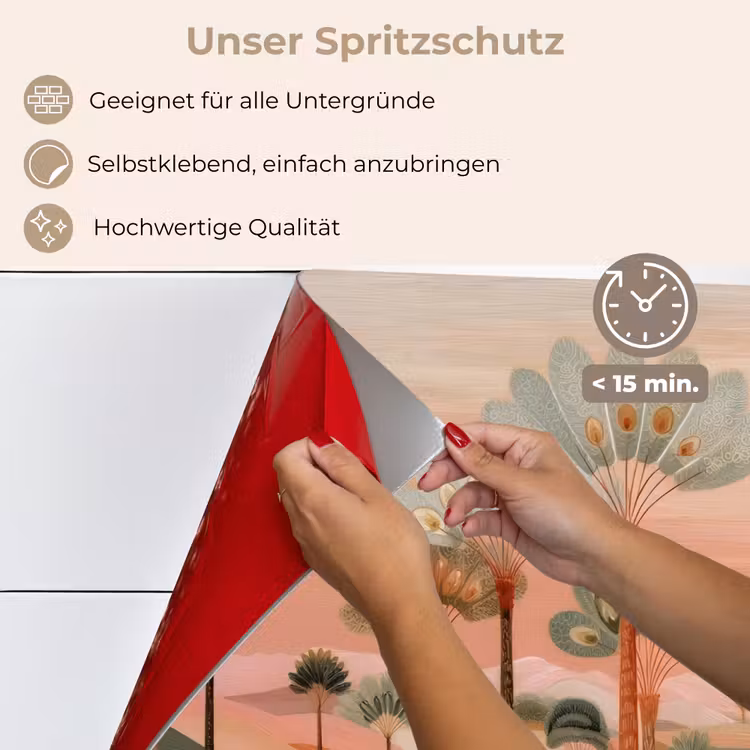 Roze landschap - Palmen - Water keuken achterwand spatscherm klein -spatscherm_DE