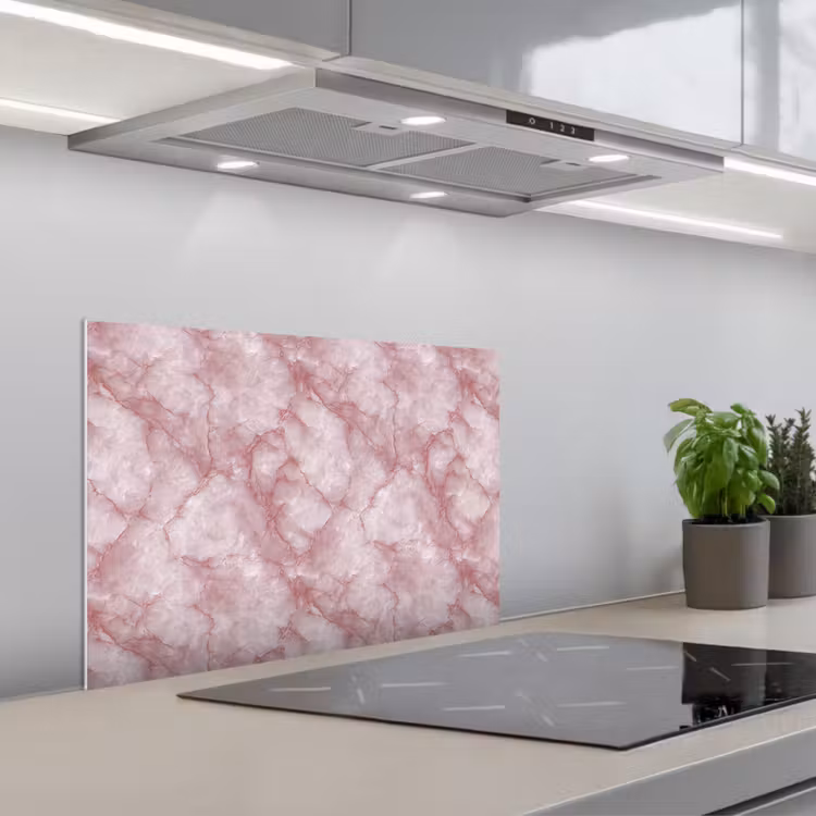 Roze - Kwartsmarmer - Aders keuken achterwand spatscherm klein 900 -3d_schuin