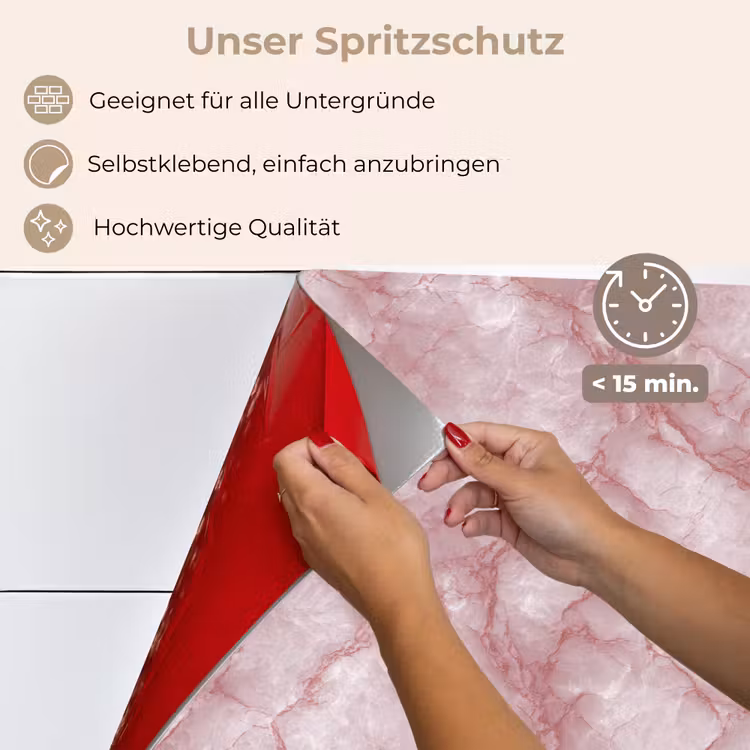 Roze - Kwartsmarmer - Aders keuken achterwand spatscherm klein 900 -spatscherm_DE