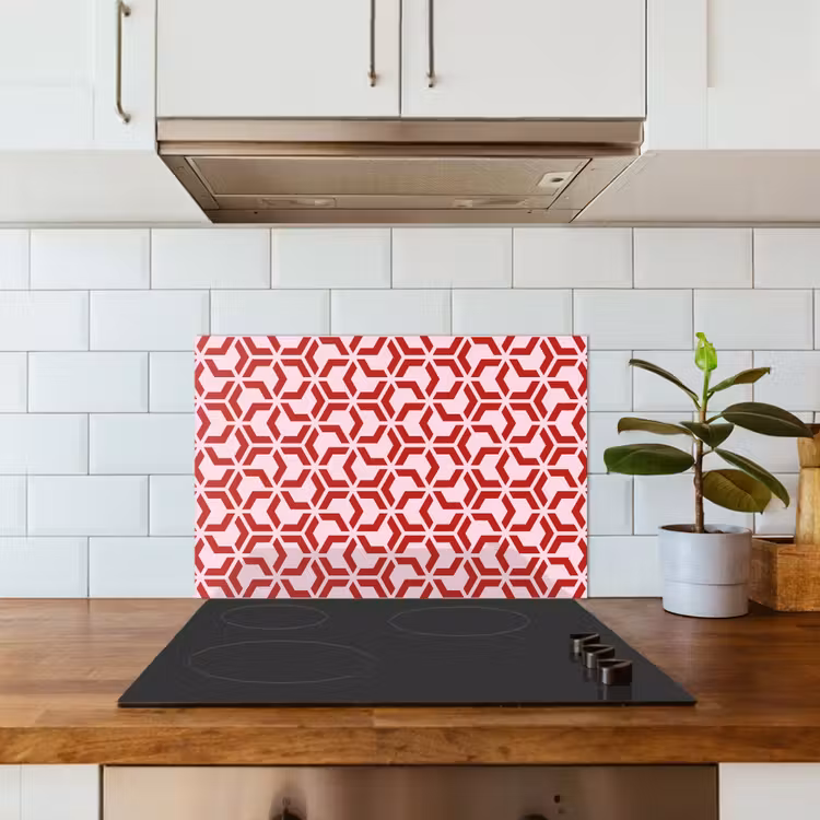 Roze - Rood - Geometrisch - Patroon keuken achterwand spatscherm klein 900 -sfeer2