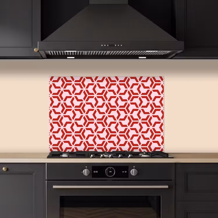 Roze - Rood - Geometrisch - Patroon keuken achterwand spatscherm klein 900 -sfeer1
