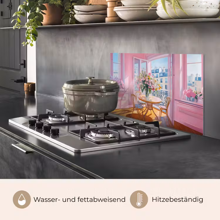 Pink - City - Bloemen keuken achterwand spatscherm klein -usp_DE
