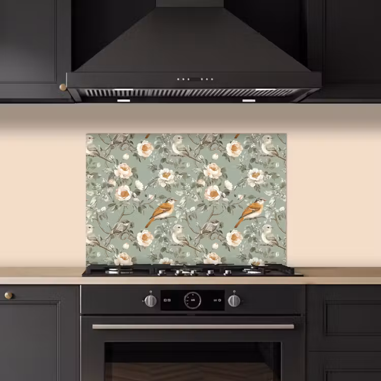 Roze - Vogels - Kleurrijk keuken achterwand spatscherm klein 900 -sfeer1