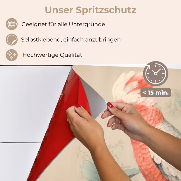 Roze kuifkaketoe - Tak met vruchten - Bladeren keuken achterwand spatscherm klein -spatscherm_DE
