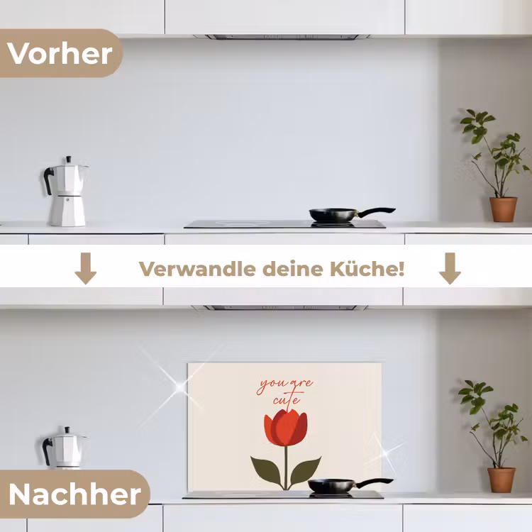 Roos - Rood - Bloem - Valentijn keuken achterwand spatscherm klein -voor_na_DE