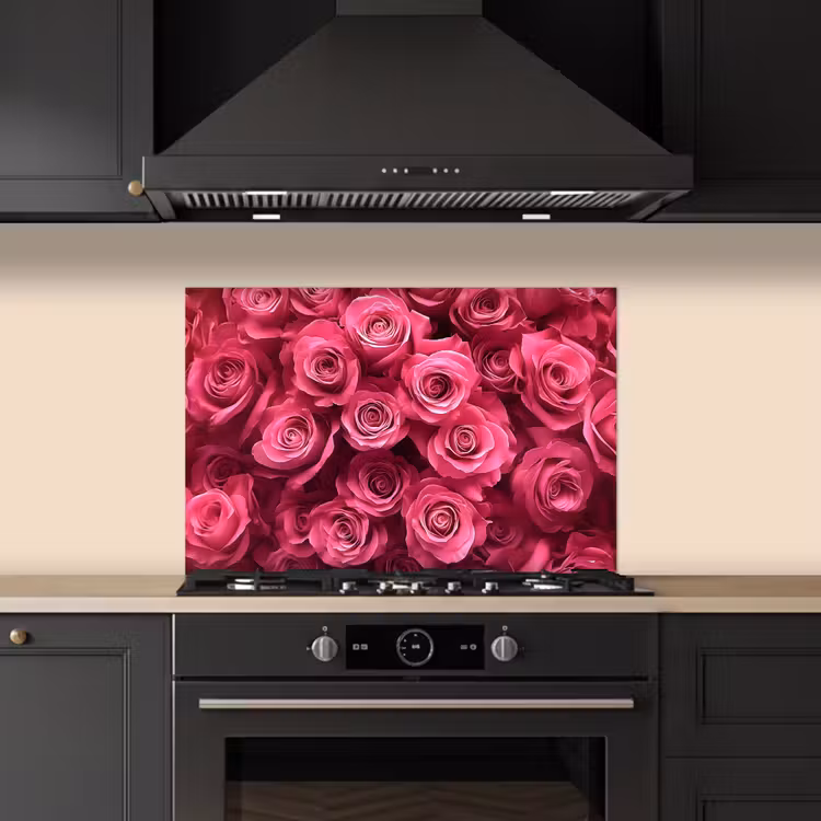 Rozen - Pink - Bloem keuken achterwand spatscherm klein -sfeer1