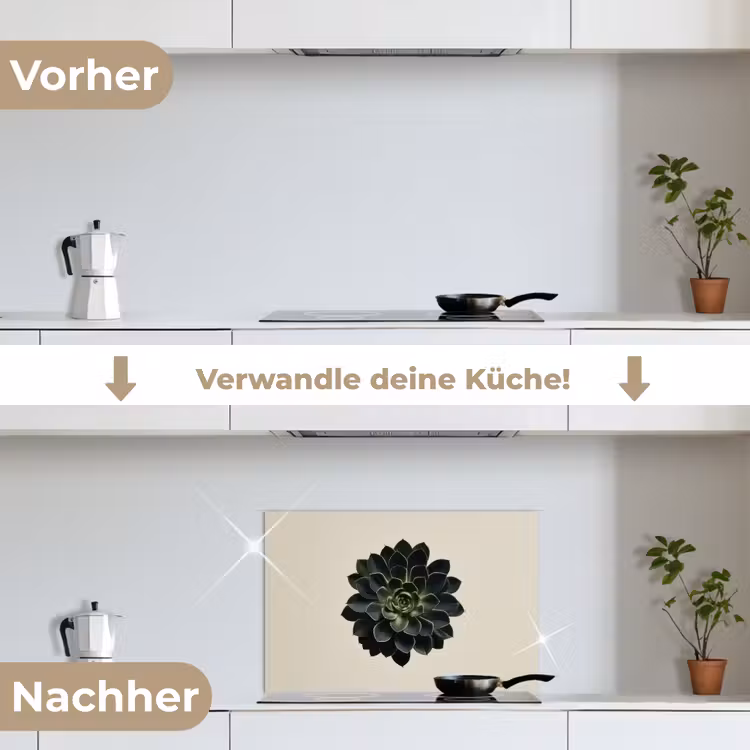 Rozet - Cirkelvormig - Donkergroen keuken achterwand spatscherm klein -voor_na_DE