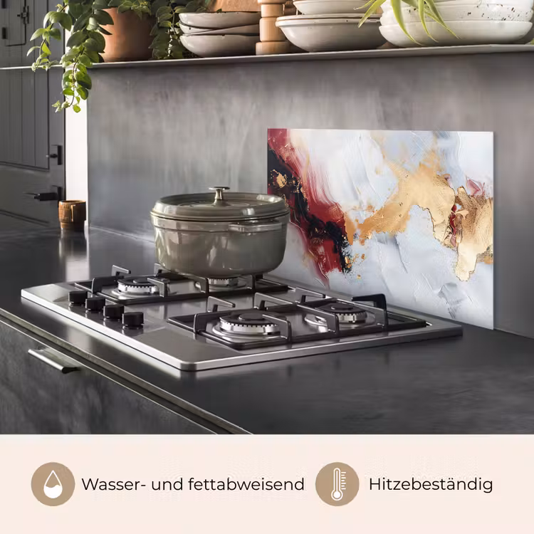 Rood - Abstract - Goud - Modern keuken achterwand spatscherm klein -usp_DE