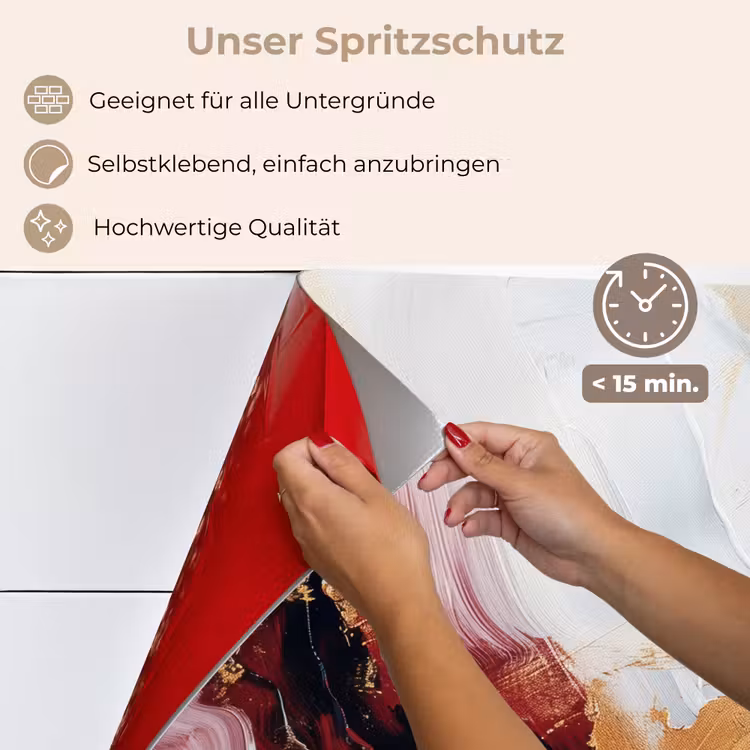 Rood - Abstract - Goud - Modern keuken achterwand spatscherm klein -spatscherm_DE