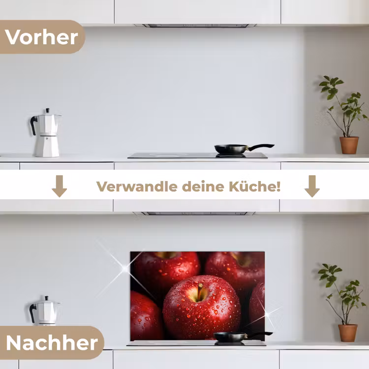 Rood - Appels - Fruit keuken achterwand spatscherm klein -voor_na_DE