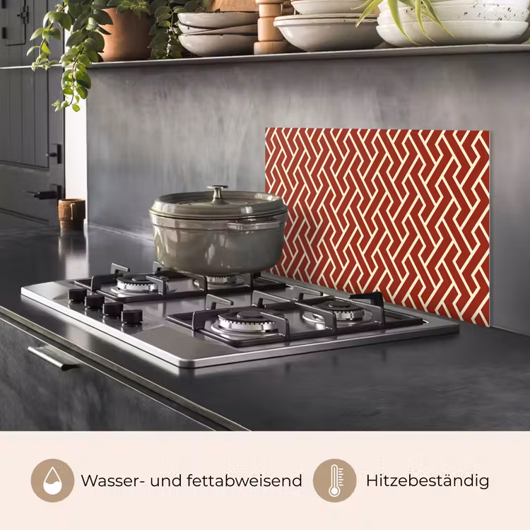 Rood - Beige - Patroon - Lijnen keuken achterwand spatscherm klein 900 -usp_DE