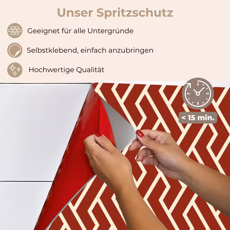 Rood - Beige - Patroon - Lijnen keuken achterwand spatscherm klein 900 -spatscherm_DE