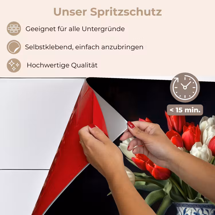 Rode - Bloemen - Tulpen - Vaas keuken achterwand spatscherm klein -spatscherm_DE