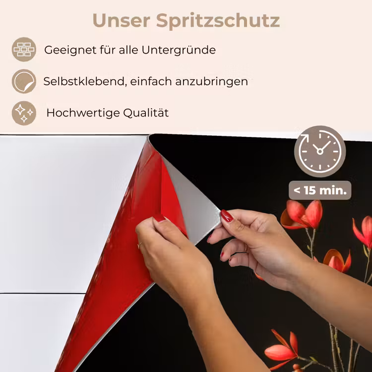 Rode - Bloemen - Vaas keuken achterwand spatscherm klein -spatscherm_DE