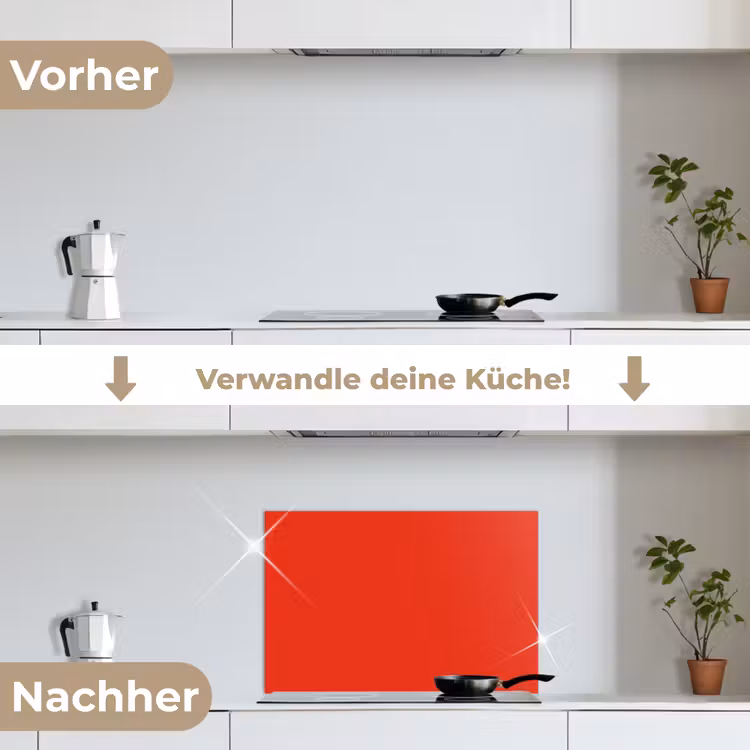 Rood - Kleur - Effen keuken achterwand spatscherm klein 900 -voor_na_DE