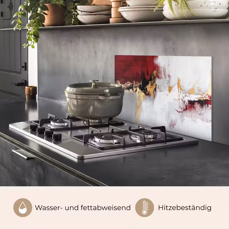 Rood - Marmer - Abstract - Goud - Modern keuken achterwand spatscherm klein -usp_DE