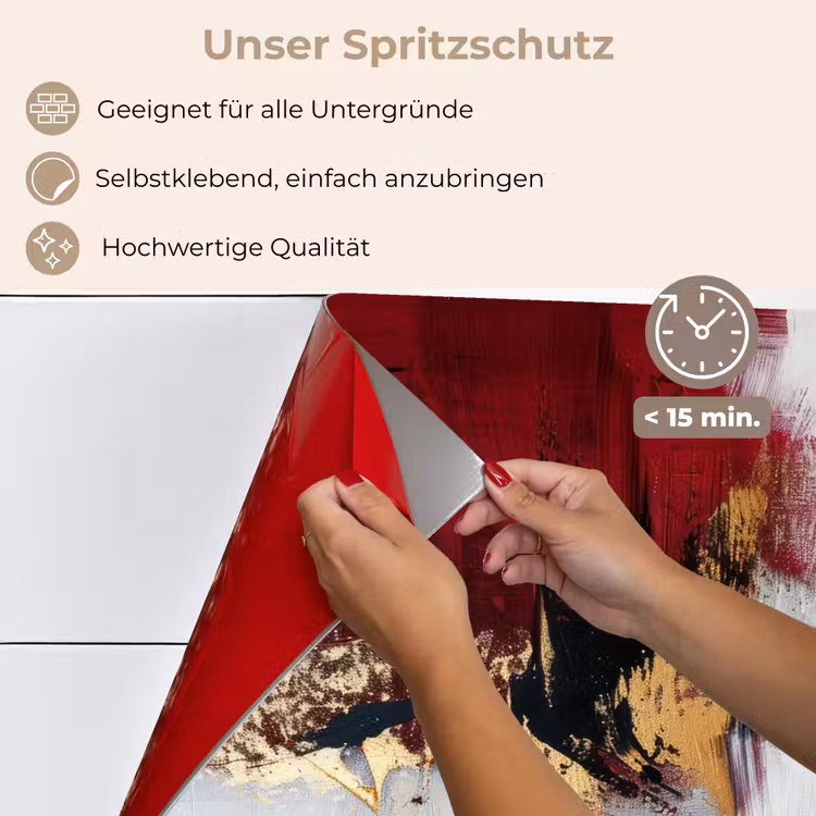 Rood - Marmer - Abstract - Goud - Modern keuken achterwand spatscherm klein -spatscherm_DE