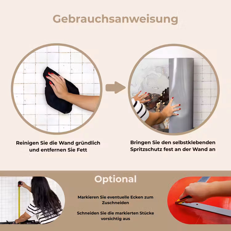 Rood - Marmer - Goud keuken achterwand spatscherm klein -gebruiksaanwijzing_DE