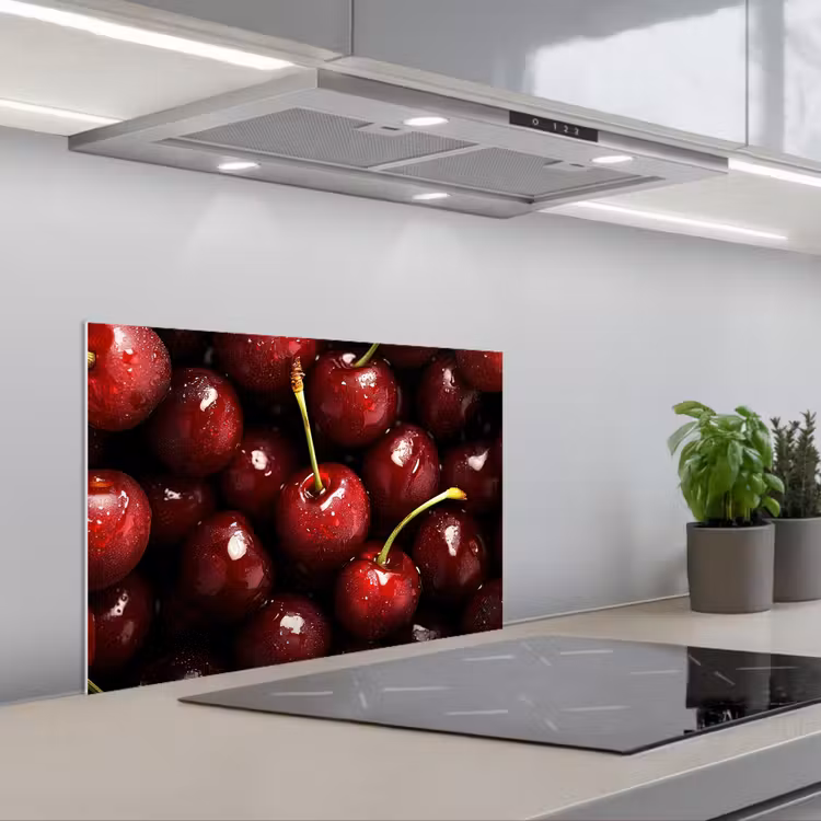 Rood - Fruit - Kersen keuken achterwand spatscherm klein -3d_schuin