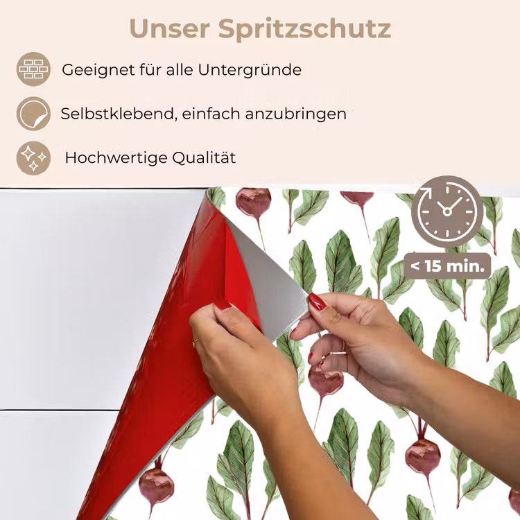 Rood - Bieten - Blad - Patroon keuken achterwand spatscherm klein 900 -spatscherm_DE