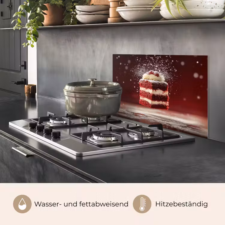 Rode - Velvet - Taart - Eten keuken achterwand spatscherm klein -usp_DE