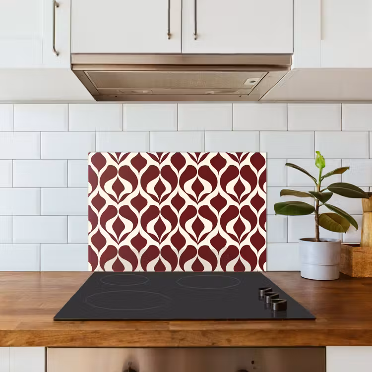 Rood - Druppelpatroon - Grafisch keuken achterwand spatscherm klein 900 -sfeer2