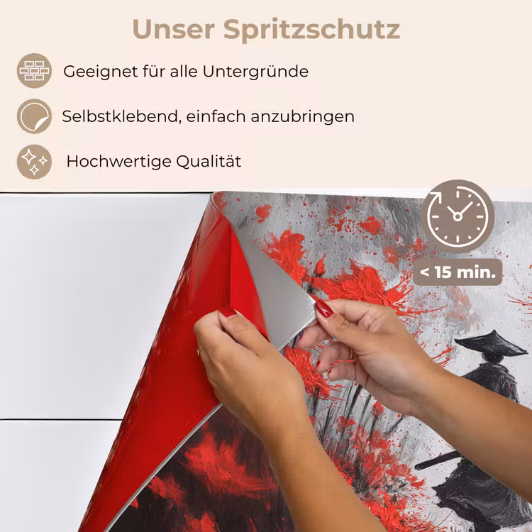Rode bloemen - mistig - Man keuken achterwand spatscherm klein -spatscherm_DE